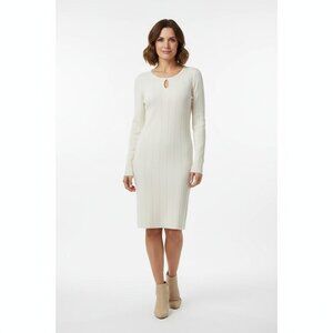 *Sincerely Jules Women Cream Sweater Dress - XS - Keyhole Front Detail NWT